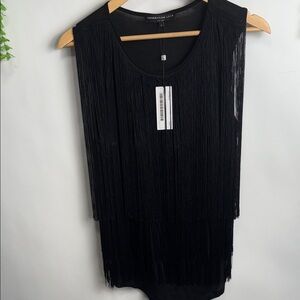 Generation Love Black Fringe Top